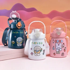1pc Kids Cartoon Stainless Steel Insulated Cup, Toddler Straw Sippy Cup, Children Sport Water Bottle, Extra Large Capacity, Keeps Warm Multicolor